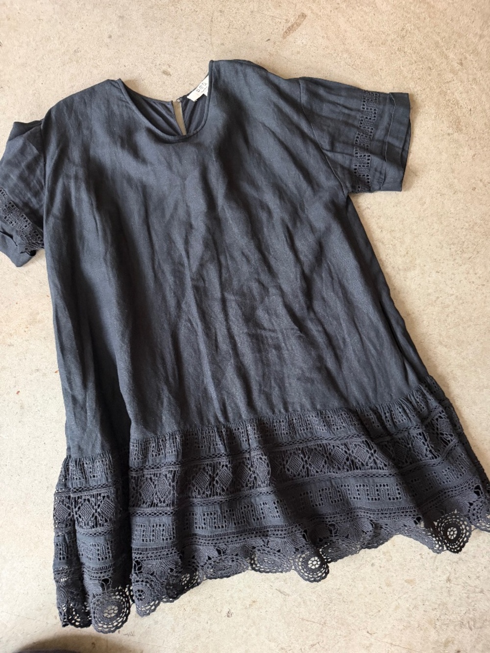Sea New York Black Lace-Trim Tunic Dress-  runs big!